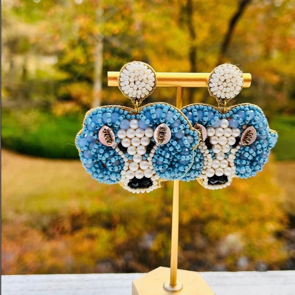 UNC Rams beaded statement earrings - Picture 2 of 2